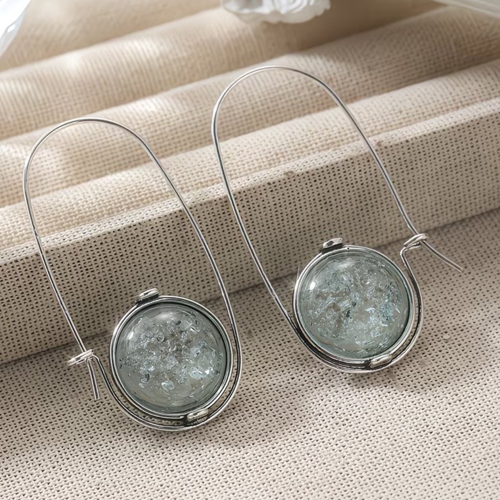 New! Elegant Silver and Blue Dangle Earrings 🐋 A0-18 - Picture 5 of 6